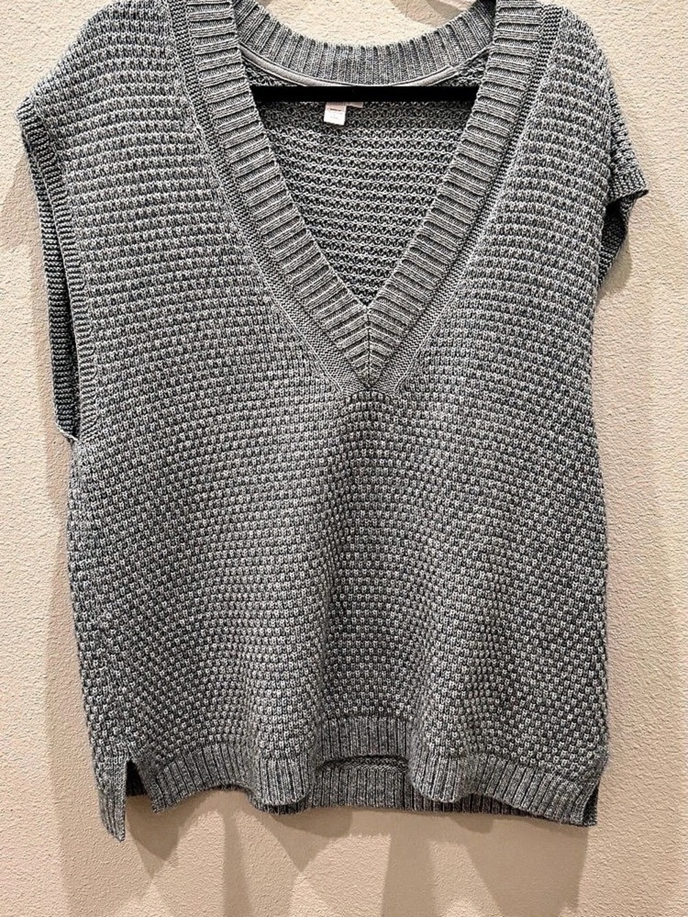 J.Jill oversized sea salt Cotton Blend V-Neck Sweater Vest Size Large Like New